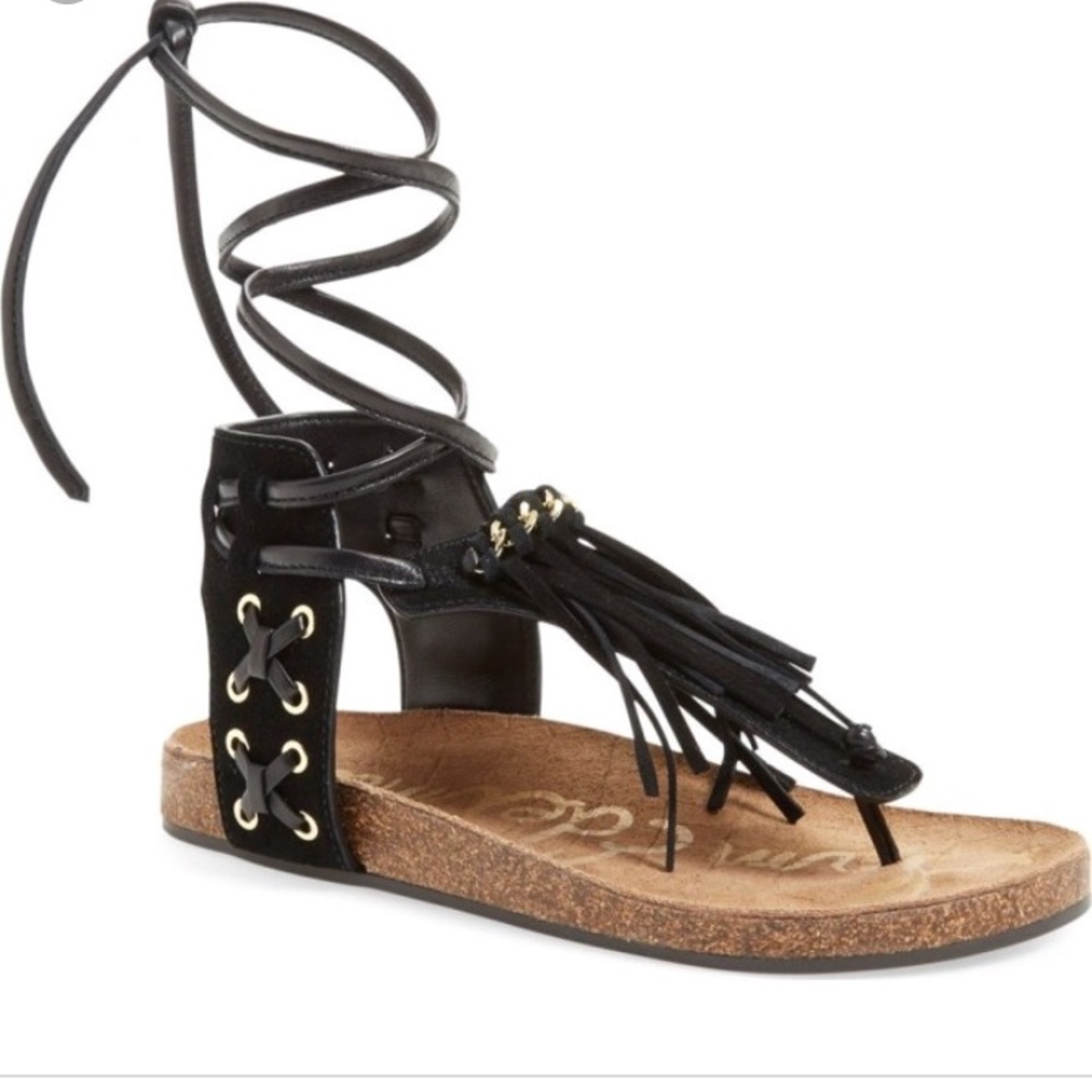 Sam Edelman lace up fringe gladiator sandals-NWOT